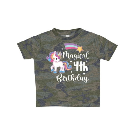 

Inktastic Magical 4th Birthday Rainbow Unicorn with Star Gift Toddler Boy or Toddler Girl T-Shirt