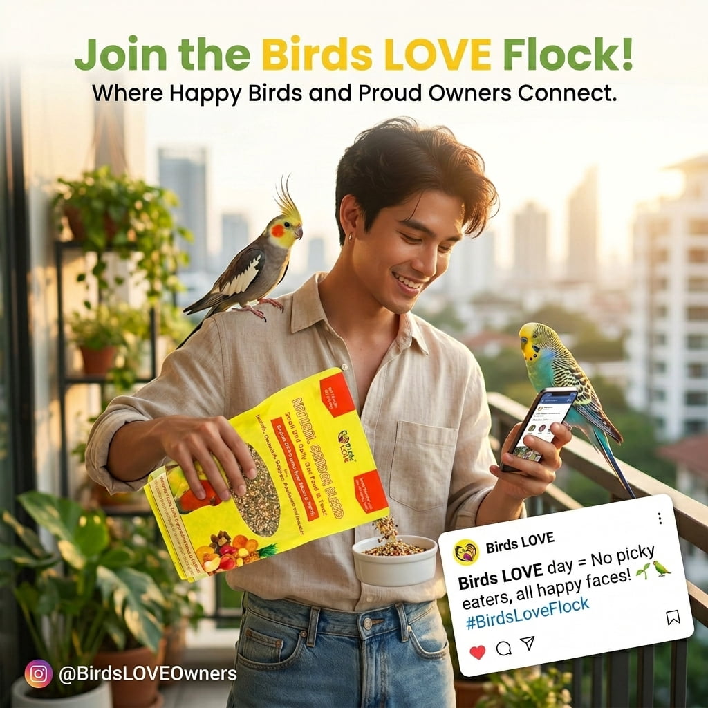 Birds LOVE Natural Garden Blend Bird Food for Small Birds, 2 lb - Hand Packed in USA, Natural Mix with Fruits, Seeds & Grains for Lovebirds, Cockatiels, Budgies & Parakeets