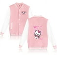 thumbnail image 3 of Chaqueta bomber de Hello Kitty para mujer y hombre, chaqueta de béisbol de otoño, abrigo de estudiante, ropa de calle, chaqueta bomber de estilo universitario de estilo Harajuku, 3 of 5