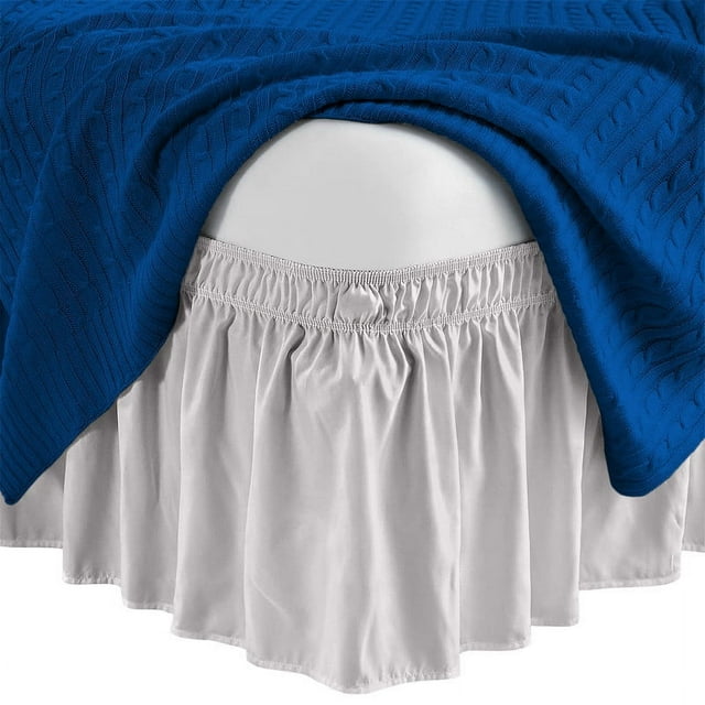 Wrap Around Bed Skirt 16" inch Drop Easy Care Microfiber Made Bedskirts (RV King-Light Grey)