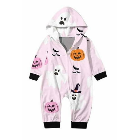 

SwoHaoen Matching Family Pajamas Sets Ghost Pumpkin Bat Hooded Jumpsuit Halloween Hooded Spooky PJS Family Jammies Baby:3-6 Months