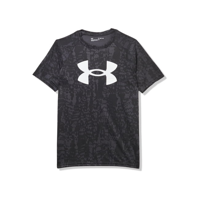 Camiseta Under Armour Tech Big Logo estampada en blanco y negro para niños