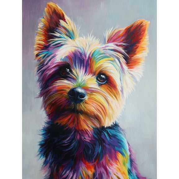 Colorful Yorkshire Terrier Canvas Print Painting, Wall Art Decor for Living Room Bedroom Office Kitchen Hallway