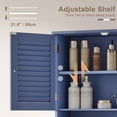thumbnail image 6 of Bathroom Wall Cabinet with Towels Bar, 23.6" L x7.9 W x27.5 H MDF Material Medicine Cabinet, 2 Doors Over The Toilet Space Saver Storage Cabinet with Large Space, Navy Blue, 6 of 15