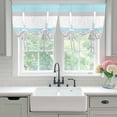 thumbnail image 5 of Abstract Sky Tie Up Curtain 63 Inches Long, Blue Grey Stripes Floral Plant Modern Vintage Balloon Style Kitchen Window Curtain Over Sink, Small Window Rod Pocket Curtain 52"x63", 5 of 9