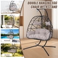 thumbnail image 3 of FKS LIFE Double Egg Chair with Stand Hammock Chair Cushion Outdoor Patio Wicker Loveseat Hanging Egg Chairs for 2 Persons, 3 of 8