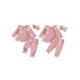 thumbnail image 2 of RUINIXCW Toddler Girl Fall Outfits Lace Trim Long Sleeve Tops and Pants Headband, 2 of 7
