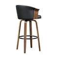 thumbnail image 6 of Art Leon Modern Bar Stools, 360 Degree Swivel and Footrest, Faux Leather Plywood Legs,Set of 2,Black, 6 of 8