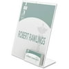 Deflecto Superior Image Slanted Sign Holder with Business Card Holder, 8.5w x 4.5d x 11h, Clear