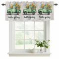 thumbnail image 2 of Hello Spring Valances for Windows, Decorative Rod Pocket Window Valance Curtains, Easter Flowers Green Truck Vintage Floral Grey Short Curtain Drapes for Kitchen/Living Room, 2 Panels, 54" W x 18" L, 2 of 8