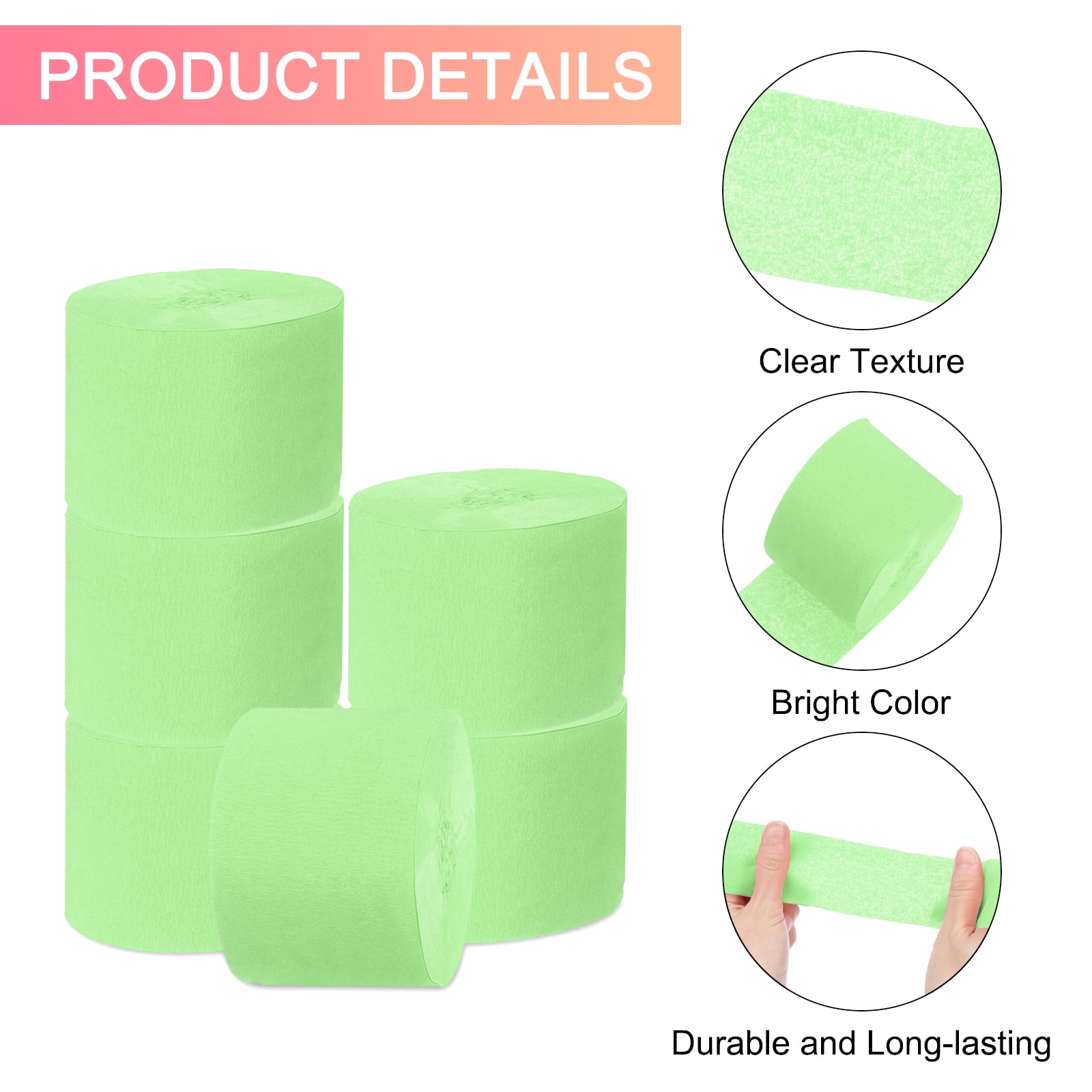 Unique Bargains 10Pcs Crepe Paper Streamers for Party Light Green 1.8in x 82ft