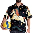 thumbnail image 4 of Starry Unicorn Men's Button Down Hawaiian Poplin Shirt Summer Beach Printed Casual Short Sleeve Unisex Shirts, 4 of 6