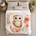 thumbnail image 5 of Woodland Owl With Owl And Moon Phases Moon Phase Forest Mystical Fantasy Art Nature Lovers Moonlit Forest Bird Motif Warm Flannel Blanket, Housewarming Gift for Cabin and Bedroom Home Decor, 5 of 9