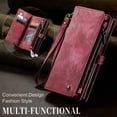 thumbnail image 3 of for Samsung Galaxy S25 Premium PU Leather Folding Case, Multiple Card Slots Design, Wrist Strap Zipper Pocket Kickstand Magnetic Snap, Wireless Charging for Samsung Galaxy S25, Red, 3 of 10
