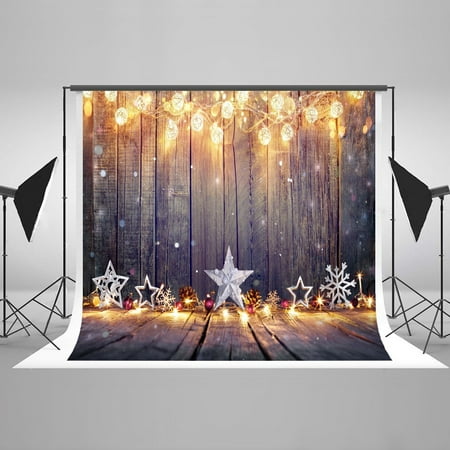 Image of GreenDecor 7x5ft Christmas Photo Backdrop Wood Christmas Backdrops Christmas Decorations
