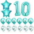 thumbnail image 3 of Set de decoración de cumpleaños, faja con purpurina, globos en forma de corona, color verde azulado, 3 of 6
