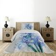 thumbnail image 3 of Ambesonne Floral Quilted Coverlet 2 Pcs, Iris Fresh Colors, Twin Size, Lilac Teal Ecru, 3 of 5
