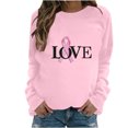 thumbnail image 5 of Trendy Breast Cancer Shirts for Women Pink Ribbon Print Tops Casual Loose Raglan Long Sleeve Round Neck Pullover Hoodie Top,Black 1,2XL, 5 of 5