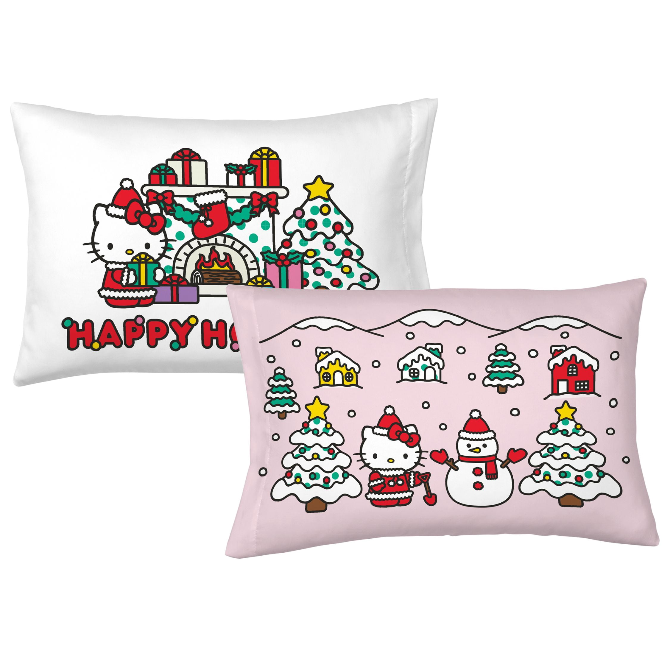 Hello Kitty Holiday Kids 6 Piece Reversible Comforter, Bed in a Bag, Queen