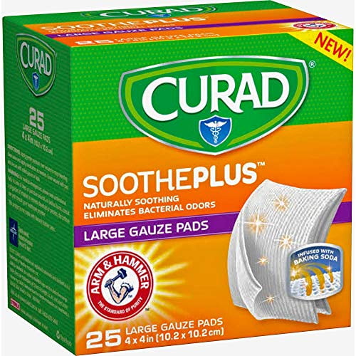 Curad Sootheplus Large Gauze Pads, 25 Each