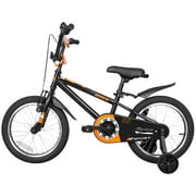 Hykolity Kids Bikes, 16 Inch BMX Style Boys Bicycle Ages 4-6 Years Old, Kids Bicycle for Boys Girls with Training Wheels, Adjustable Seat, Front and Rear Fender, Black