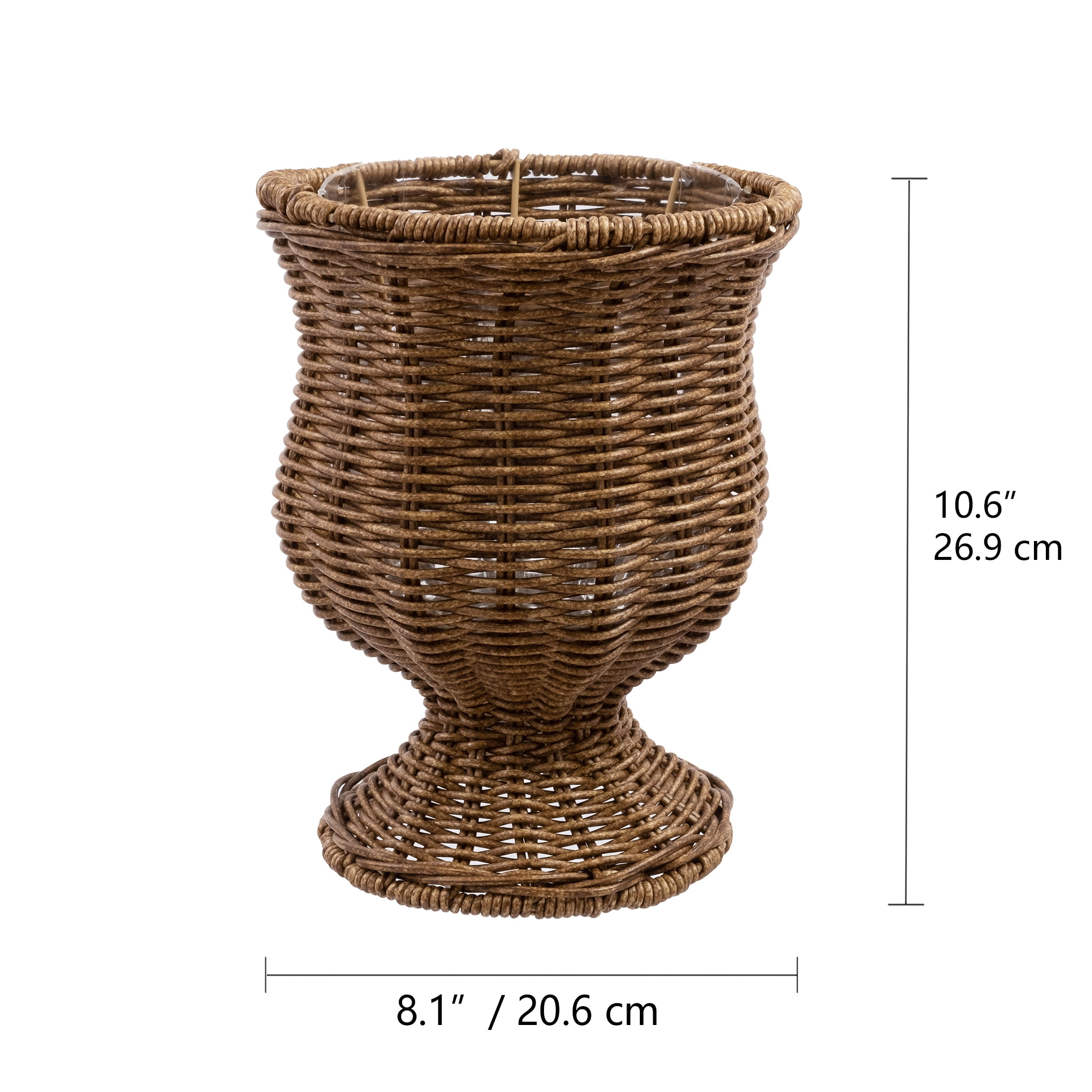 My Texas House 8 Inch Goblet Woven Planter Urn Shape, Brown