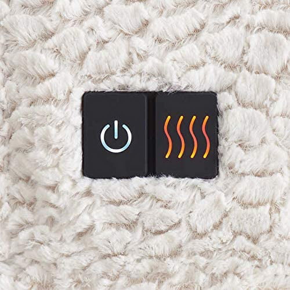 Brookstone Luxurious Electric Heated Throw 4-Heat Settings Easy One Touch  Built-in Remote (Ivory) - Walmart.com
