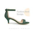 thumbnail image 3 of BLISSFUL STEP Open Toe Ankle Strap Kitten Heel Sandals for Women Dark Green 8.5, 3 of 6