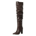 thumbnail image 5 of Pandaie Women's Thigh High Boots Chunky High Heel Slouchy Over the Knee Boots Pointed Toe Sexy Fashion Dress Fall Winter Long Boot Brown 6.5, 5 of 6