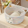 thumbnail image 5 of Matoen Small Woven Basket Cute Oval Cotton Rope Gifts Basket with Handle Empty Baby Wicker Storage Basket nursery Box Bin kids organizer Cat Dog toy Basket Easter Basket, 5 of 6