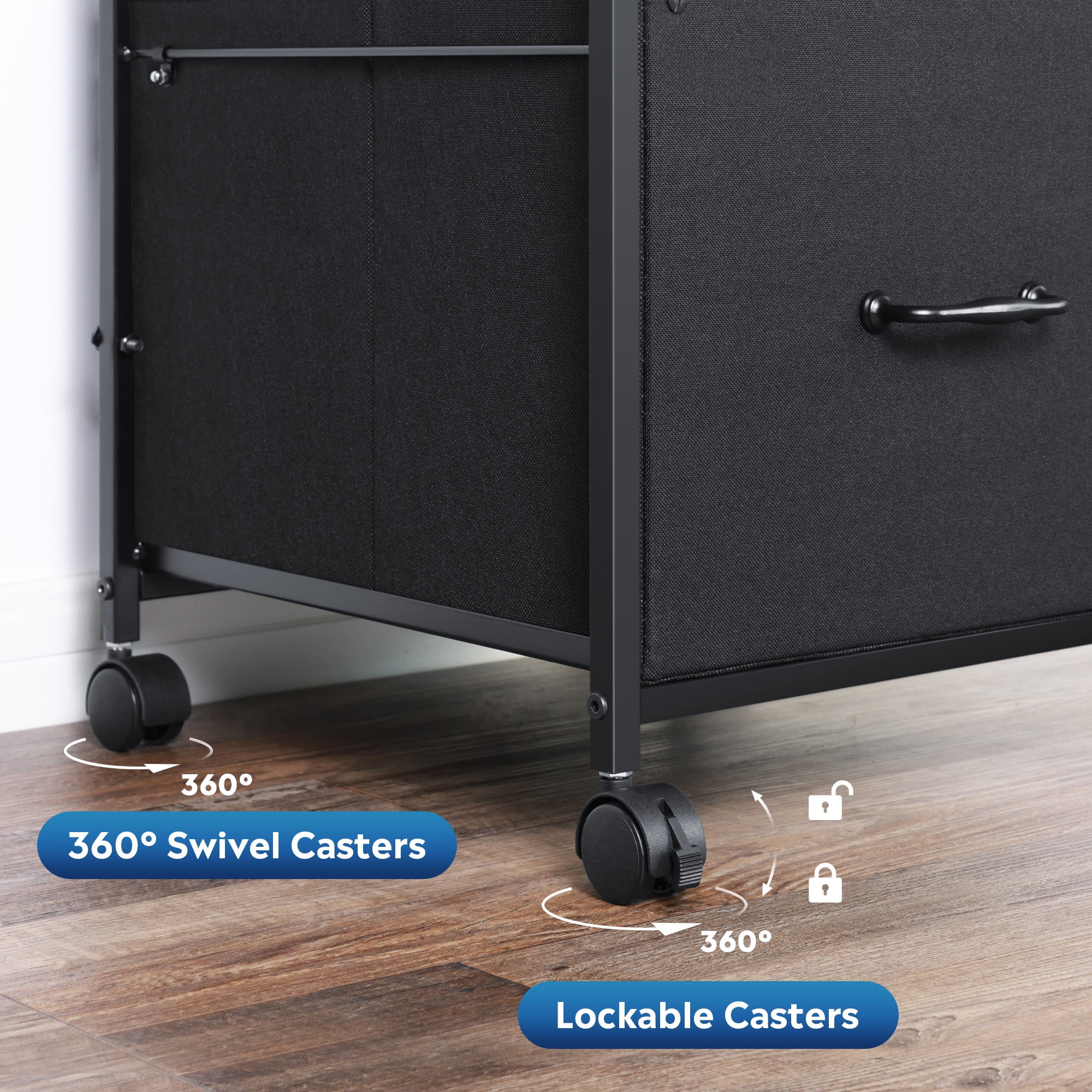 GALAXHERO 2 Drawer File Cabinets, Mobile Printer Stand with Storage Shelf for Home/Office/A4 /Letter, Black