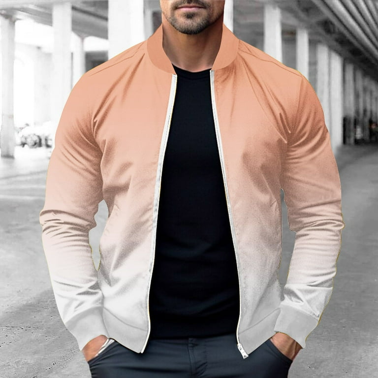 ZCFZJW Men's Ombre Jacket Lightweight Bomber Jacket Casual