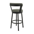 thumbnail image 3 of Kobe 30" Bar Height Swivel Bar Stool in Black Finish and Gray Faux Leather, 3 of 10