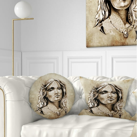 Designart Lovely and Passionate Look - Abstract Portrait Throw Pillow - 12x20