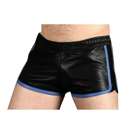 

Mens Gym Workout Faux Leather Shorts Slim Fit Soft Breathable Elastic Waist Athletic Shorts for Running Bodybuilding