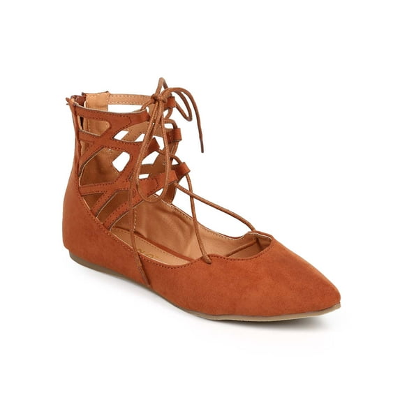 Liliana DC48 Women Suede Gilly Tie Pointy Toe Zip Ballet Flat