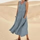 thumbnail image 5 of Vestido de Verano para las Mujeres Playa, Moda Vacaciones Color Sólido sin Mangas Hueco Fuera de la Fiesta Midi para Casual, 5 of 6