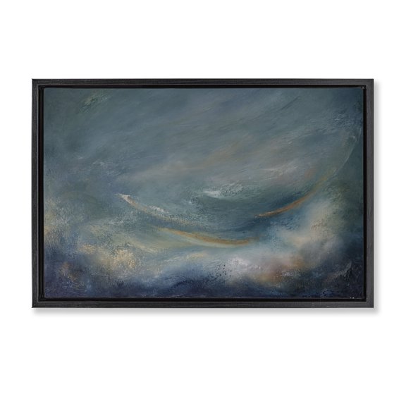 Stupell Industries Dark Storm Clouds Abstract Abstract Painting Black Floater Framed Canvas Art Print Wall Art, 25 x 17