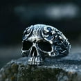 thumbnail image 5 of K-KED Retro Gothic Flower Carved Skull Ring Stainless Steel Skeleton Punk Signet Ring-8, 5 of 6