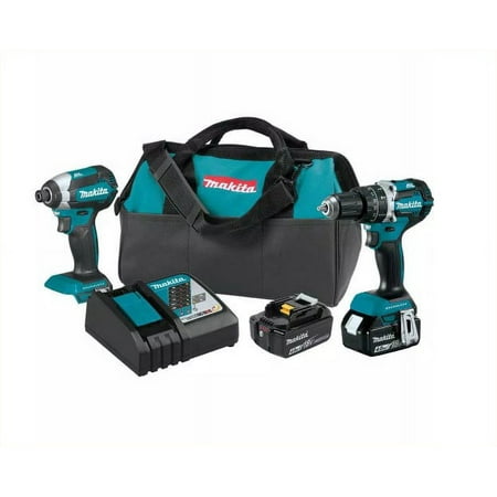 Makita 18-Volt LXT Lithium-Ion Brushless Cordless Hammer Drill and Impact Driver Combo Kit (2-Tool) w/ (2) 4Ah Batteries, Bag