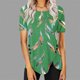 thumbnail image 2 of Blusas de Manga Corta para las Mujeres Botón Impreso Cuello Redondo Top Casual, Blusas para las Mujeres Casual, 2 of 5