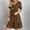Brown, variant on Yteetum Dresses for Women Pleated High Waist Lace Dresses Ladies Spring and Summer V-Neck Loose Solid Color Casual Comfortable Dress