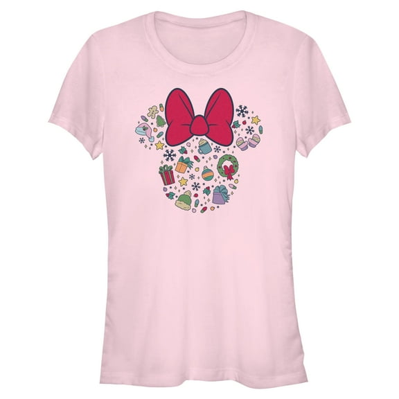 Juniors Minnie Mouse Christmas Bows and Ornaments Icons T Shirt