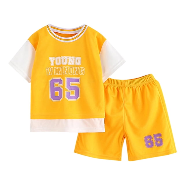 Odeerbi Niños Niñas Uniforme de Baloncesto Atlético Conjunto Número Falso Camiseta de Dos Piezas Pantalones Cortos Ropa Deportiva Ligera Para 1-12 Años
