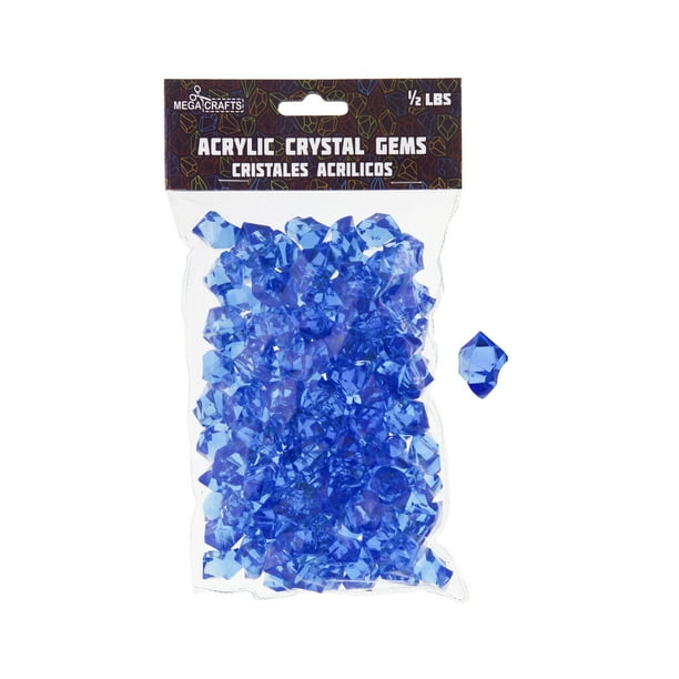 Mega Crafts 1/2 lb Acrylic Ice Rock Cubes Dark Blue Plastic Glass
