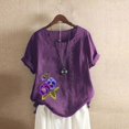 thumbnail image 4 of Birdeem Blouses pour Femmes Haut Décontracté en Coton et Lin Imprimé Manches Courtes T-Shirt à Boutons Blouse Tops, 4 of 12