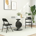thumbnail image 2 of HOMCOM Metal Folding Chairs with PU Leather Cushion Foldable Chairs Black, 2 of 10