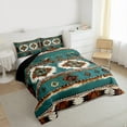 thumbnail image 3 of jejeloiu Ancient Bohemian Aztec Twin Comforter Sets,Cyan Beige Brown Bedding Set For Adult Reversible 2-Piece, 3 of 8