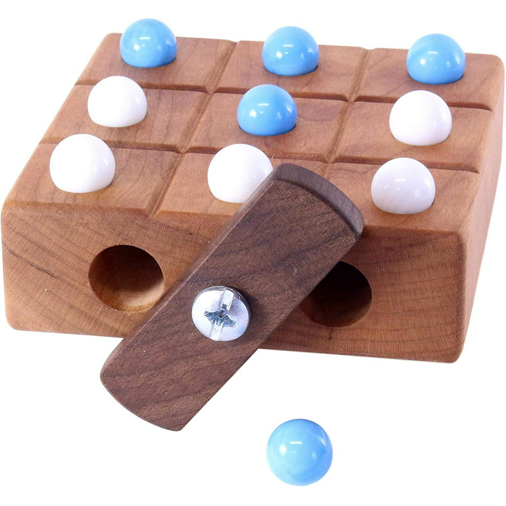 Wooden Travel Marble Tic Tac Toe Game, AmishMade (Cherry