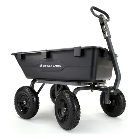 Gorilla Carts GOR6PS 1200-lb. Heavy-Duty Poly Garden Dump Cart with 13" Tires, 40" x 25" x 10" Bed